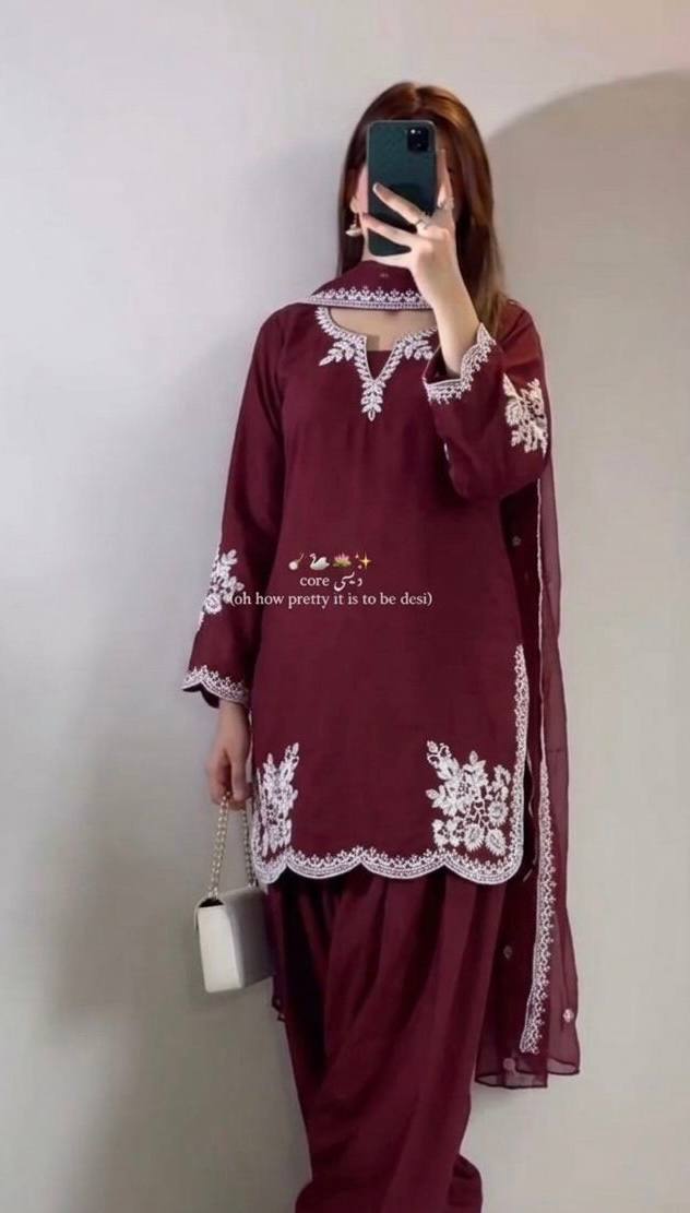 The Cinematic Oxblood Scalloped Silhouette